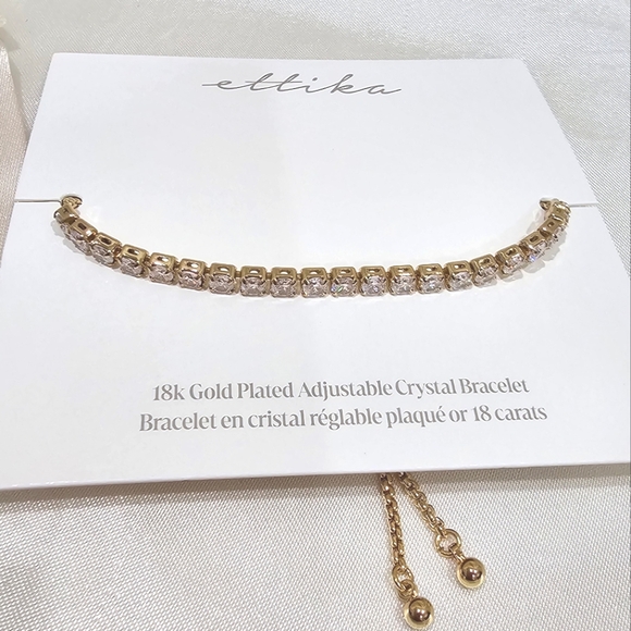 Ettika Adjustable 18k Gold Plated  Crystal Bracelet - Picture 4 of 5